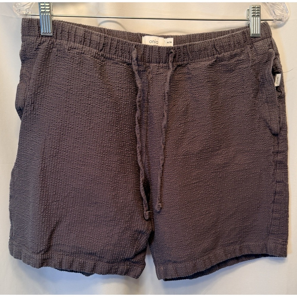 Onia Men's Medium Drawstring Elastic Waist Waffle Knit Shorts Gray 7" Inseam